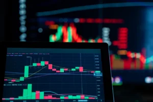 Close-up of digital trading charts and market data for demo forex trading accounts practice