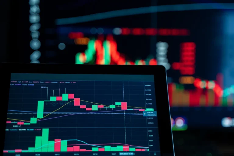 Close-up of digital trading charts and market data for demo forex trading accounts practice