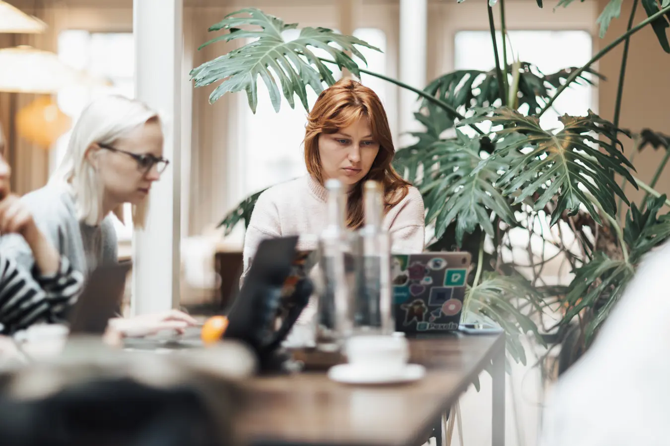 Two women working on laptops in a modern office, reflecting NetSuite CRM software collaboration